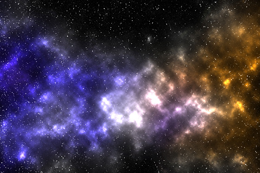 A colorful abstract illustration of nebulae and galaxies in outer space. Astral background