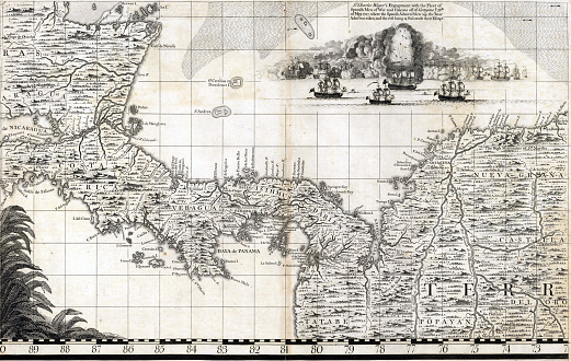 An old map of the Isthmus of Panama, 18-19th century