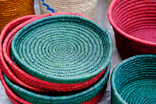 Jute Rope Bag, Basket, Natural Jute Coaster, Cozy crocheted basket of jute. Eco-friendly interior accessories woven from organic materials.