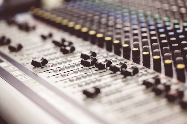 istock Selective focus shot of a mixing board 1441180041