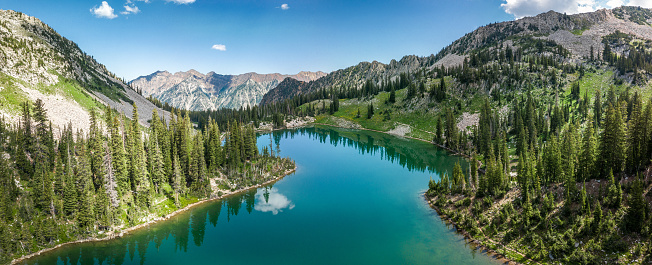 A beautiful alpine lake in the Wasatch mountains in Salt Lake, Utah, USA