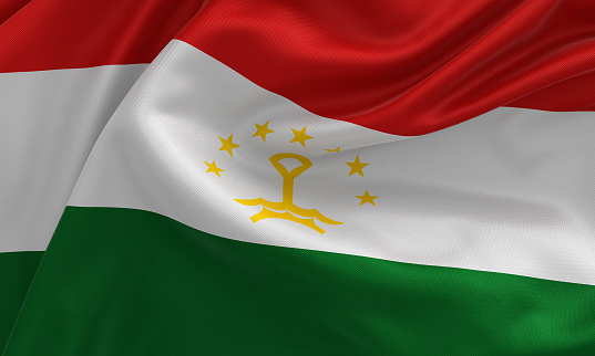 Tajikistan Flag, from fabric satin, 3d illustration