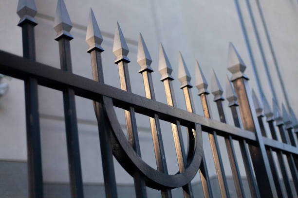 istock Closeup shot of sharp spikes on a gate 1441181094