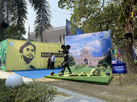 Kolkata, India – January 09, 2021: Nandan film Center decorated for the Kolkata’s international film festival during corona pandemic