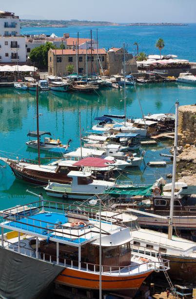 Kyrenia, Cyprus – July 29, 2012: Harbor with many boats at the seaside