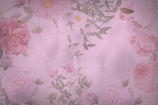A decorative floral pink parchment paper for a background