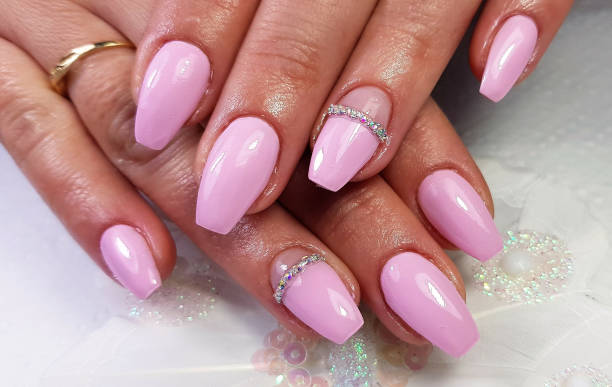 istock modern gel nails painted  in close-up 1441184751