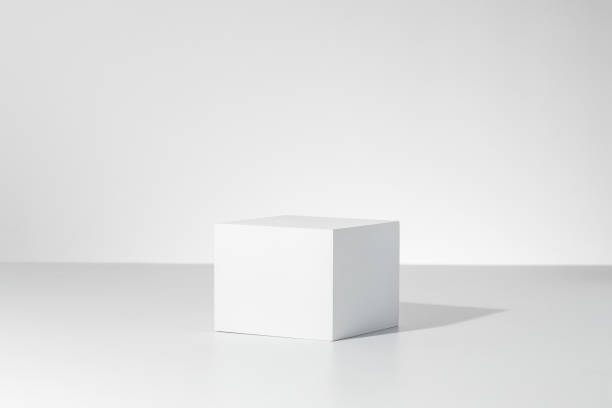 istock 3D rendering illustration of a white cube on a gray background 1441187619