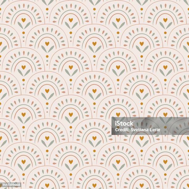 Simple Pattern Shapes Boho Background Cute Boho Seamless Pattern With Arches Vector Background In Modern ...