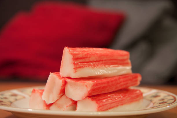 istock Crab sticks on top of each other on a plate 1441190114