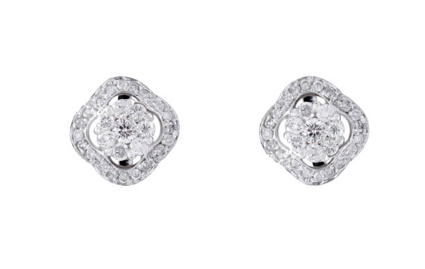 istock Luxurious female earring with shining diamonds 1441190238