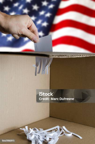 Usa Voting Card Being Shredded When Inserted In Ballot Box Stock Photo - Download Image Now
