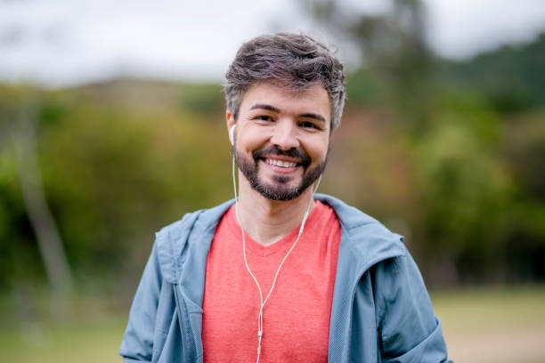 istock Portrait of a man, practicing exercises in a park 1441191457