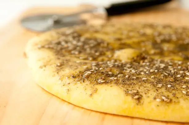 za'atar turkish flat bread or pita with herbs