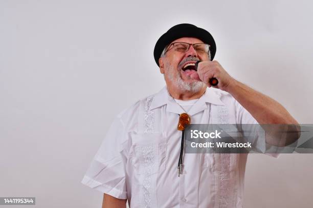 Excited Senior Man Singing With Force And Enthusiasm Stock Photo - Download Image Now