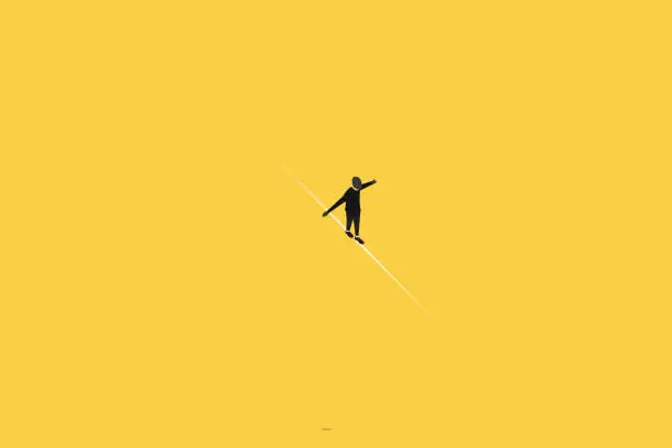 Vector illustration of businessman trying to keep the balance between work and life.