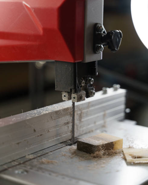 istock Vertical shot of a band saw drilling machine 1441197610