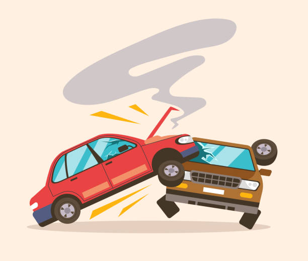istock Car accident crash road insurance auto damage abstract concept. Vector graphic design illustration element 1441200612