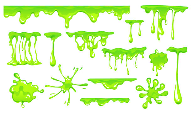Slime drip mucus jelly green liquid splatter toxic abstract concept. Vector graphic design illustration element Slime drip mucus jelly green liquid splatter toxic abstract concept. Vector graphic design element cartoon of glue stick stock illustrations