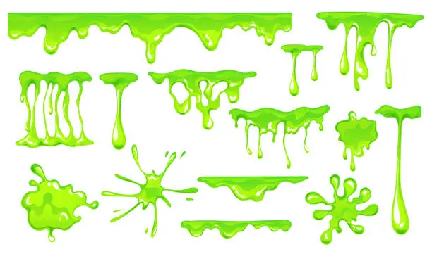 Vector illustration of Slime drip mucus jelly green liquid splatter toxic abstract concept. Vector graphic design illustration element