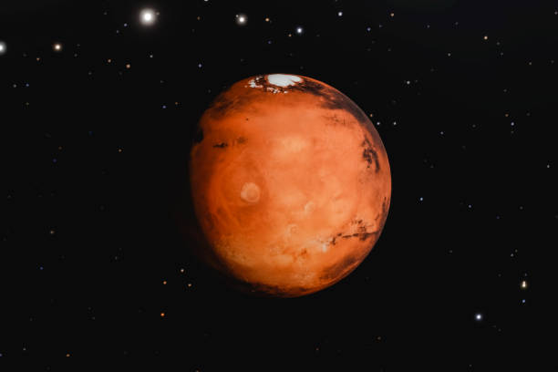 3D illustration. View of the red planet Mars in space. Astronomy, galaxy and solar system concept.