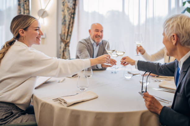 istock Business people in restaurant after seminar 1441203018