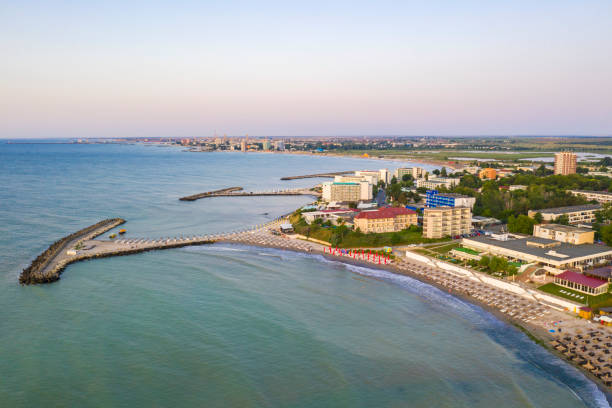 istock Morning at beach resort, aerial scene 1441208718