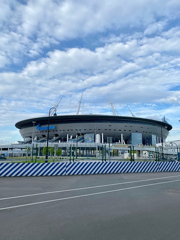 Krakow, Poland - April 20, 2021: The Tauron Arena Krakow. The largest and one of most modern complex of recreational and sports arenas in Krakow.