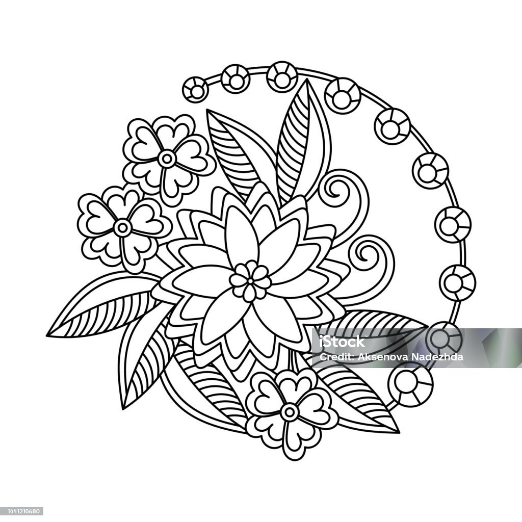 Ilustración de Dibujo De Libro Floral Para Colorear Flores Estilizadas Con  Hojas y más Vectores Libres de Derechos de Abstracto - iStock