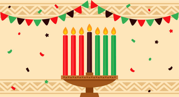 ilustrações, clipart, desenhos animados e ícones de bandeira de celebração feliz kwanzaa - december 7th