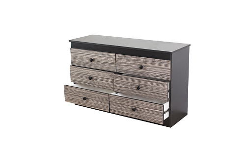 Wooden cabinet furniture with drawers on a white background