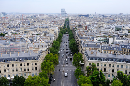 Scenery of Paris from Arc de Triomphe, Paris France.