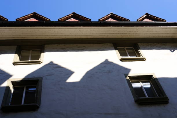 Vintage House in Bern with Blue Sky.