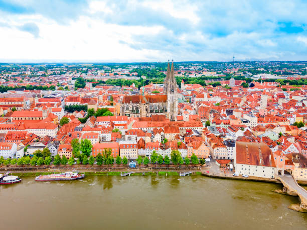 istock Regensburg city aerial panoramic view, Germany 1441221424