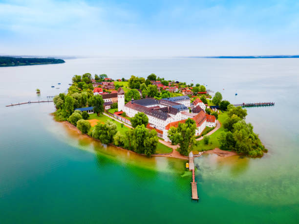 istock Frauenchiemsee Abbey aerial panoramic view, Bavaria 1441221434