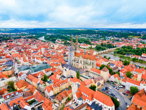 istock Regensburg city aerial panoramic view, Germany 1441221451