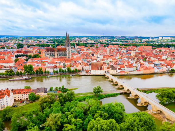 istock Regensburg city aerial panoramic view, Germany 1441221462