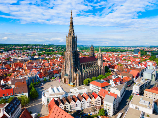 istock Ulm Minster Church aerial panoramic view, Germany 1441221621
