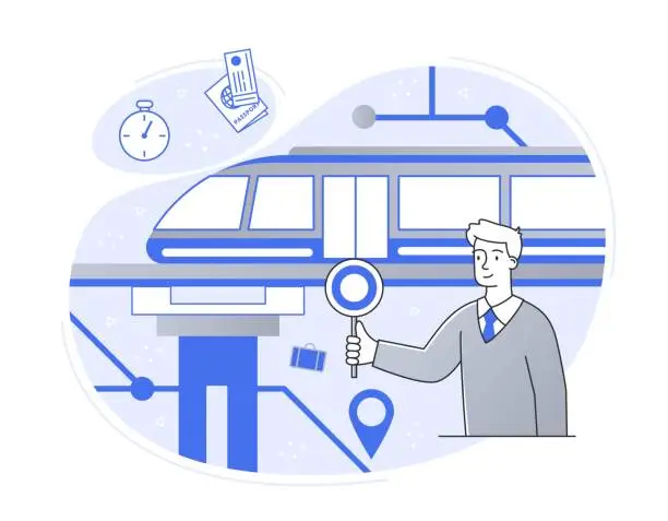 Vector illustration of Train conductor concept