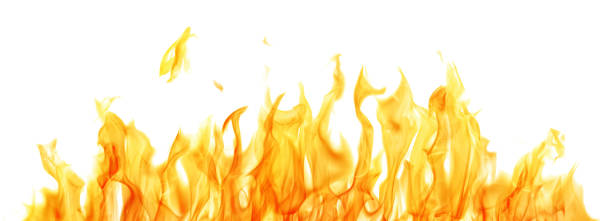 istock orange long stripe of fire on white 1441222797
