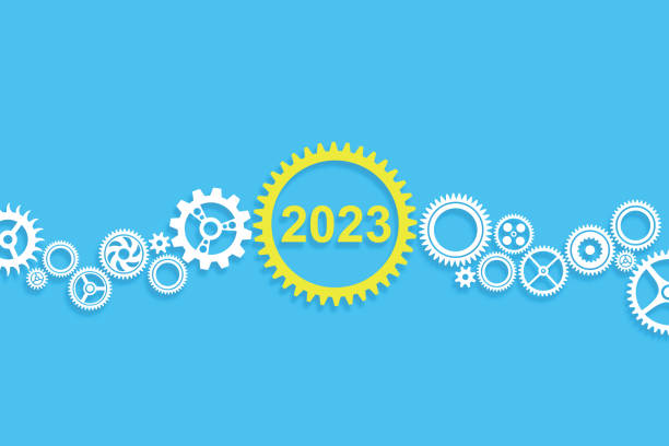 Solution Concepts New Year 2023 on Blue Background Solution Concepts New Year 2023 on Blue Background new year new life stock illustrations