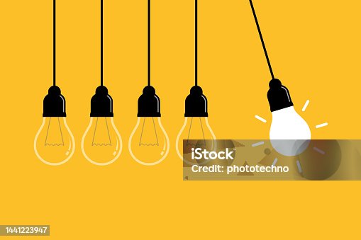 istock Creative Idea Concepts with Light Bulb on Yellow Background 1441223947