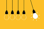 istock Creative Idea Concepts with Light Bulb on Yellow Background 1441223947