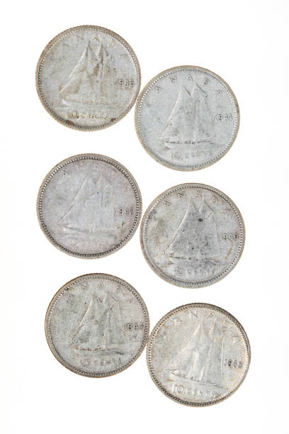 istock Six Silver Canadian Dimes From the 1940's with George Vl Reverse 1441224704