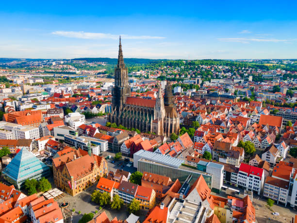 istock Ulm Minster Church aerial panoramic view, Germany 1441224724