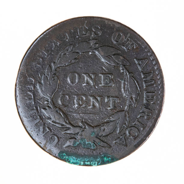 istock Antique 1825 United Stated One Cent Penny Coin - Coronet Head, Reverse 1441224728
