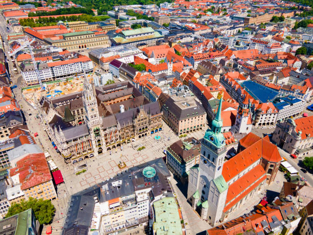 istock Marienplatz aerial panoramic view in Munich city, Germany 1441224747