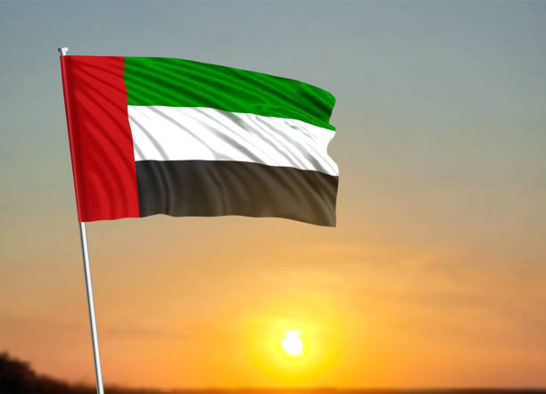 istock UAE flag on background of sunset or sunrise 1441224985
