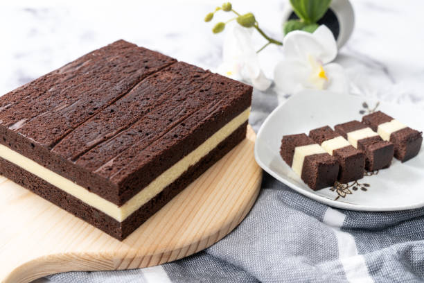 istock Homemade three layer steam chocolate cheese cake 1441232462