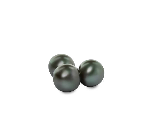 istock Three beautiful black oyster pearls on white background 1441238403